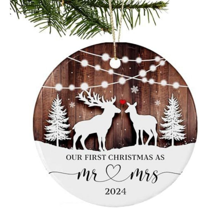 Wholesale Christmas Logo Wooden Round Pendant Ornament